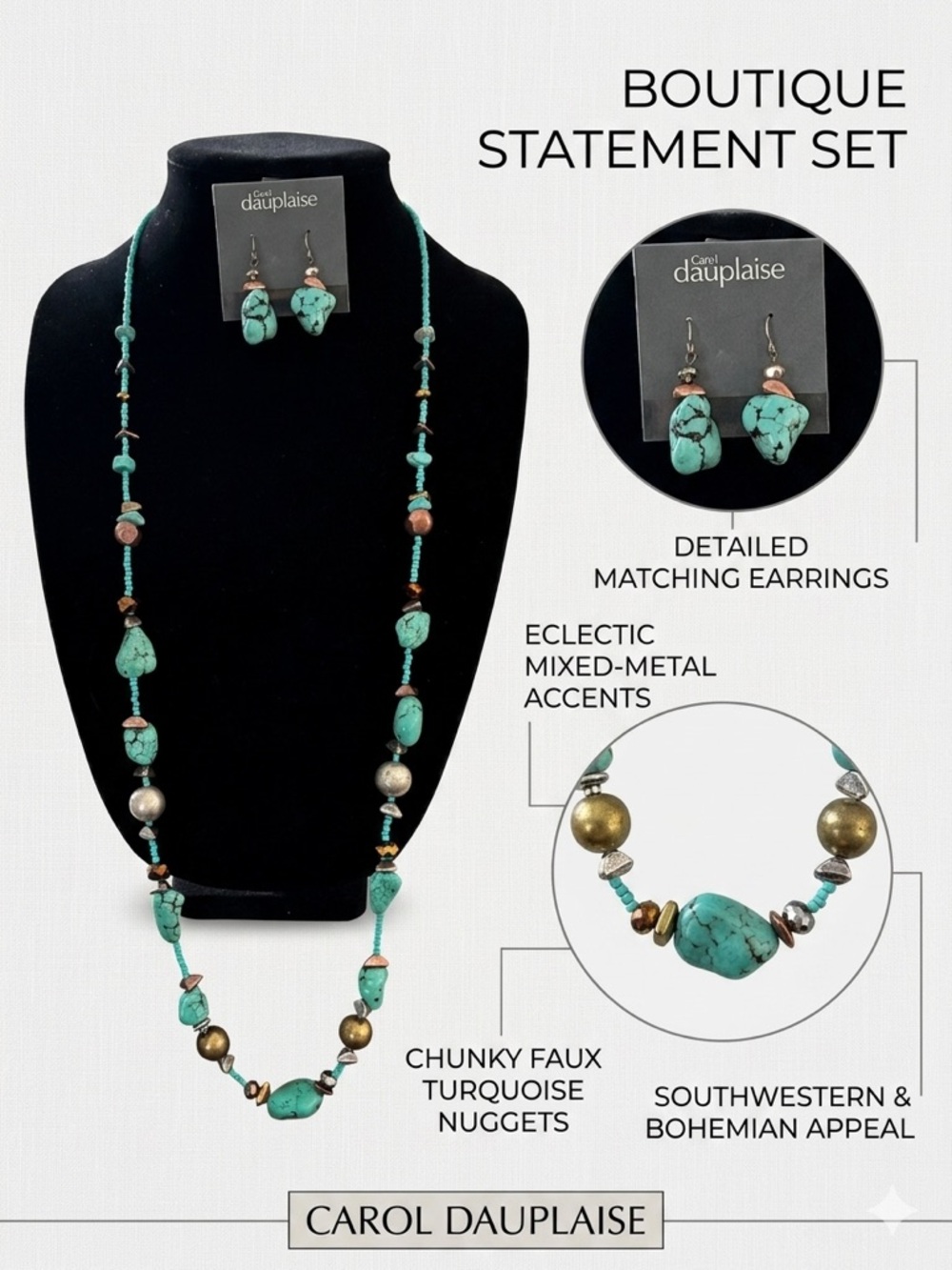 Southwestern Faux Turquoise Statement Jewelry Set